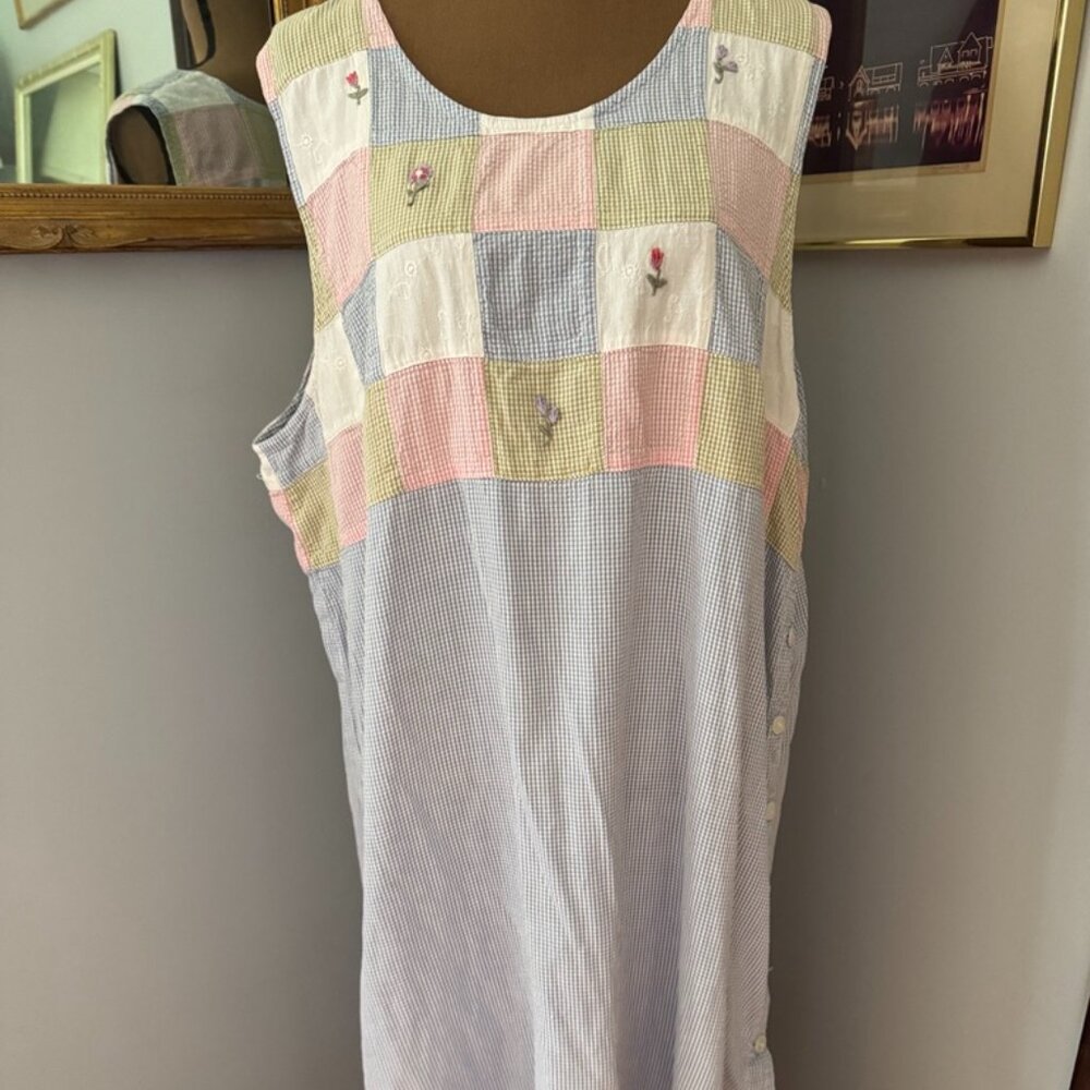 Victoria Jones Woman Patchwork Cottage Embroidered Check Gingham Dress 2X